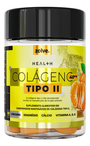 2x Colágeno Tipo 2 C/ Magnésio 60 Cápsulas Zolve Sabor Tangerina