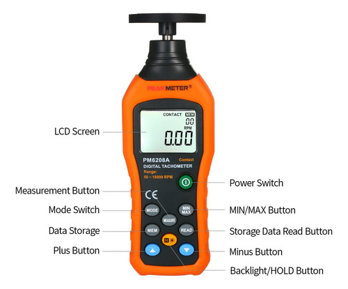Xd Peakmeter Tacómetro Digital Portátil Motor De Contacto