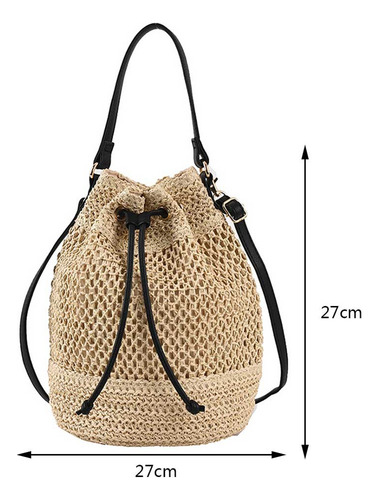 Bolso Tipo Bombonera De Paja De Verano Con Cordón A La Moda,