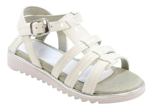 Sandalias Diuff Para Niñas Con Tiras Charol Blanco Y Plata