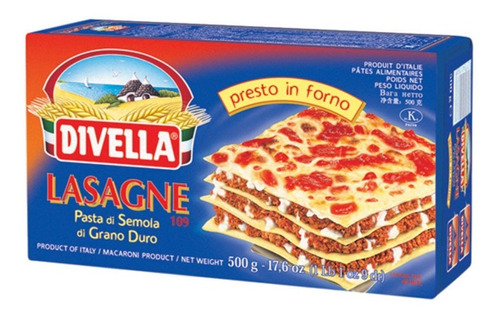 Caja 12 Paquetes X 500g Lasagne Lasaña Pasta Divella 