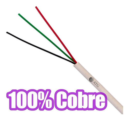 Imagen 2 de 6 de Cable Alarma O Portero Atg 100% Cobre 1 Par Rollo 200 Mts