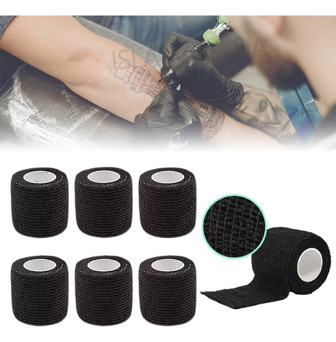 Cinta Extra Adherencia Tattoo Cubre Grip Maquina Tatuar 6pcs