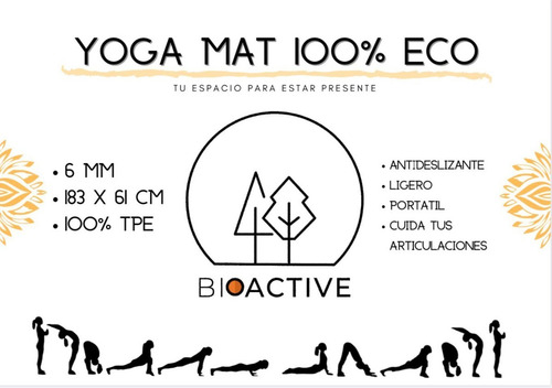 Eco Yoga Mat Bioactive Colchoneta 100% Caucho Natural 6mm