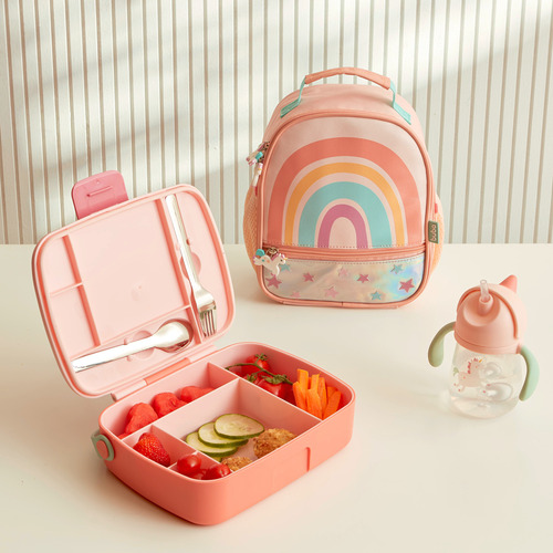 Lancheira Bentô Box Magic Com Talheres Inox 1200ml Buba Cor Rosa
