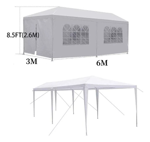 Toldo Carpa Reforzado 3x6 Metros Stanew Blanco Eventos 6x3