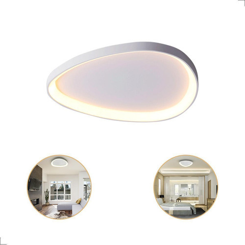 Lustre Plafon Seixos Led 3000k Moderno Branco 28w Bivolt 110V/220V