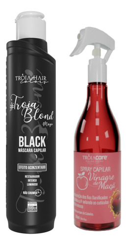  Tróia Blond Black 500ml + Vinagre Capilar De Maça Tróia Hair Tom Tróia Blond Black Efeito Acinzentado + Vinagre De Maça