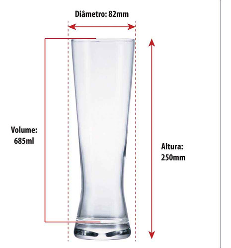Copo de Vidro para Cerveja Weiss Polite G 685ml, Ruvolo