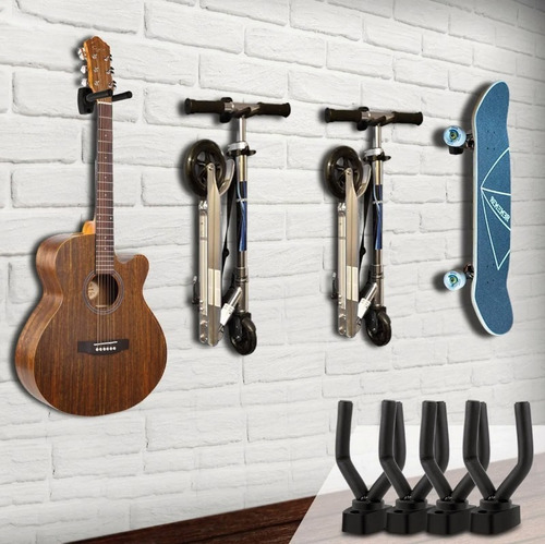 Imagen 8 de 8 de Soporte Colgador De Pared Para Guitarra Anticaída 4 Uds