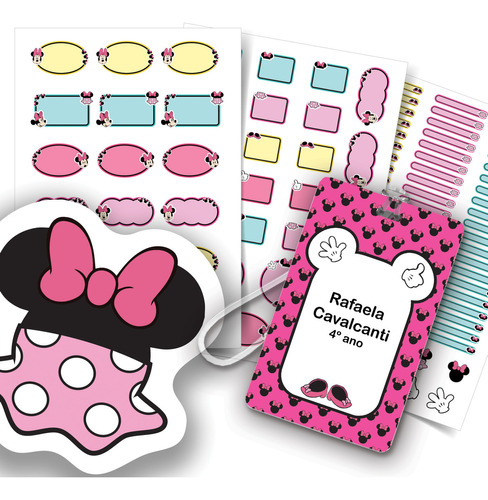 Etiquetas Escolares Minnie Mouse Personalizadas Tag Mochila