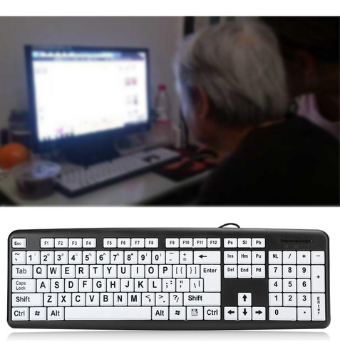 Teclado Usb De Baja Visión Con Teclas De Letra Grande