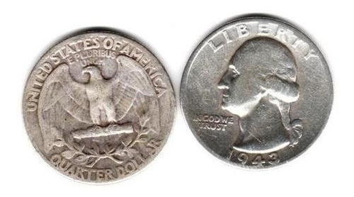 Moneda Estados Unidos 25 Centavos Dolar Plata Año 1943 Buena