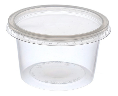Imagem 3 de 6 de Pote Plástico Descartável Redondo C/tampa 250ml C/ 100 Unids