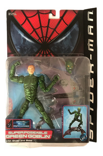 Super Poseable Green Goblin Spiderman Movie Toybiz 2002 Glid (Usado)