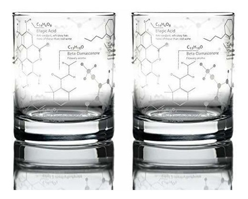 Vasos De Whisky - 10 Oz - Grabados Con Moleculas De Quimica