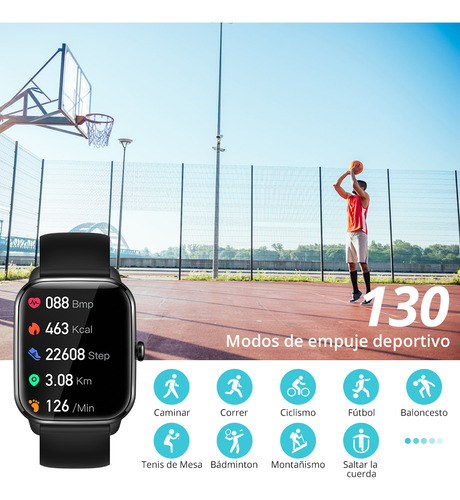 Reloj Smartwach Colmi C61, pantalla de llamadas/mensajes 1.9, color negro, correa, color negro