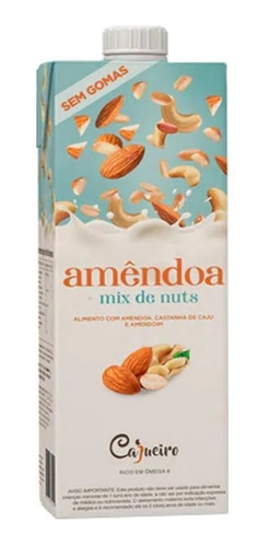 Bebida Leite Vegano Amendoas Castanha Mix Nuts Cajueiro 1 L