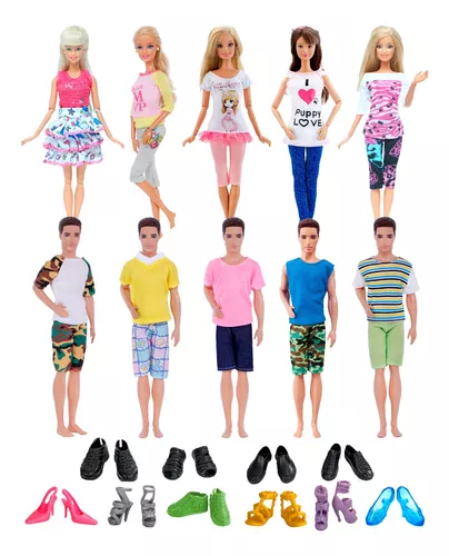 Kit 5 Conjuntos De Roupas P/ Bonecas Barbie Sem Repetição