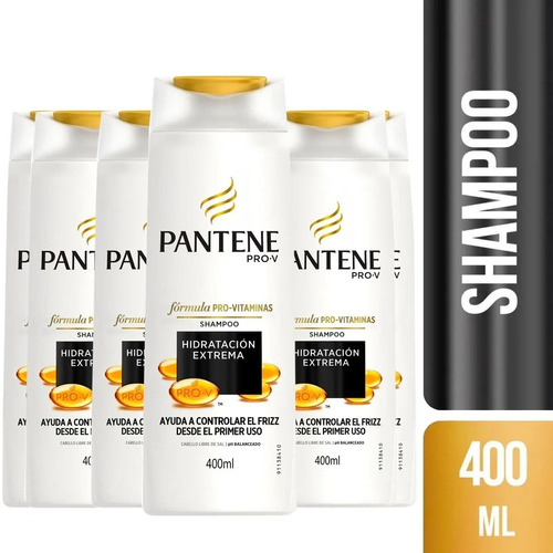 Pack De 6 Shampoo Pantene Pro-v Hidratación Extrema 400 Ml