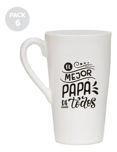 6 Taza Alta Mug Cerámica Jarro Café Té Diseño Hombre Mujer