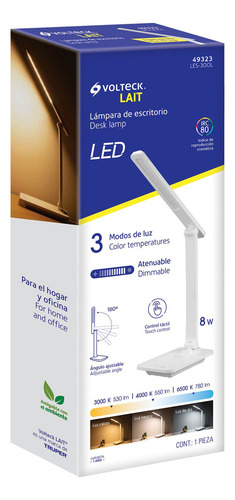 Lámpara Led 8w 5 Niveles Iluminación Para Escritorio 49323 Blanco