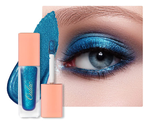 Oulac Sombra De Ojos Con Purpurina Liquida Azul, Delineador