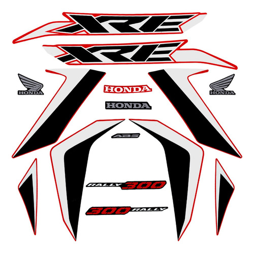Kit Faixa Adesivos Honda Xre 300 2022 2023 Rally Vermelha 