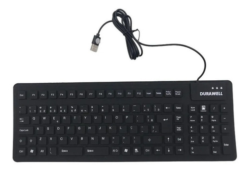 Teclado Durawell DW-105 QWERTY cor preto