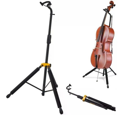 Soporte para violonchelo Hercules Professional con cierre automático DS580b, color negro/amarillo