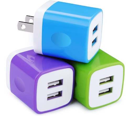 Usb Wall Charger, 3pack 2.1a/5v Dual Port Usb Power Adapter