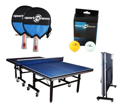 Mesa Ping Pong 16mm Profesional + Raquetas + Bolas Sport Fi 