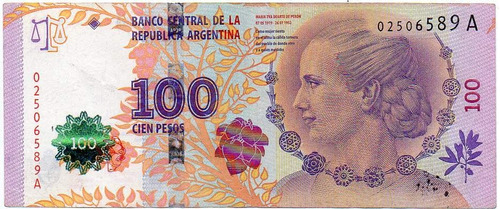 Billete $100 Eva Perón Conmemorativo Bottero C001, Muy Bueno