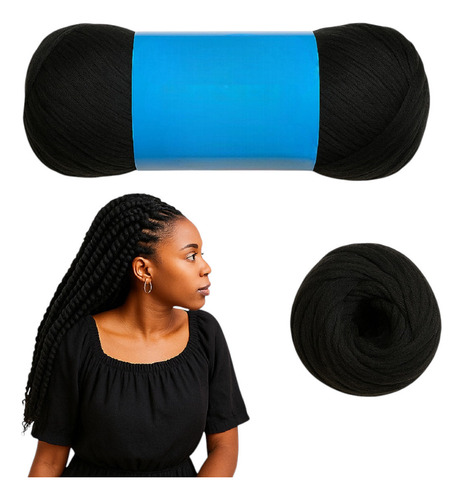 Kit 3 Rolos Fio Panamá Importado Para Tranças Box Braids 80g Preto