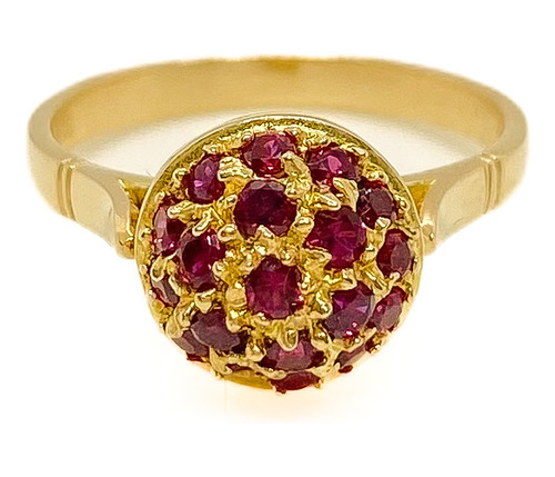 Anillo Frutilla Frutillita Rubíes Oro 18k T:15