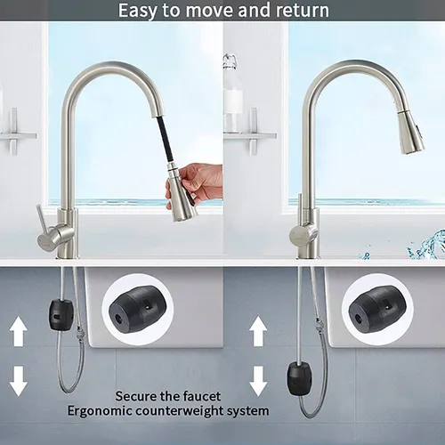 Llave Grifo Monomando Lavaplatos Extensible Niquel