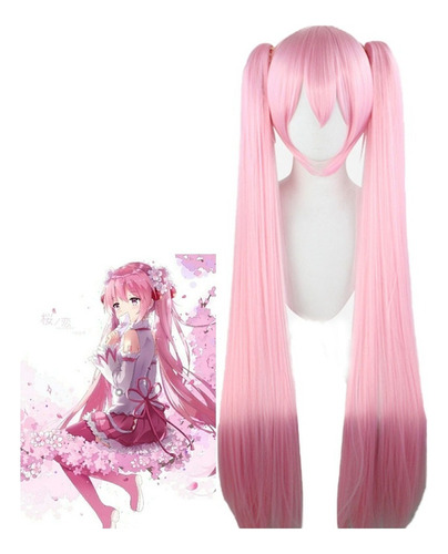 Peluca De Cosplay Vocaloid Miku Hatsune De Pelo Largo, Rosa,