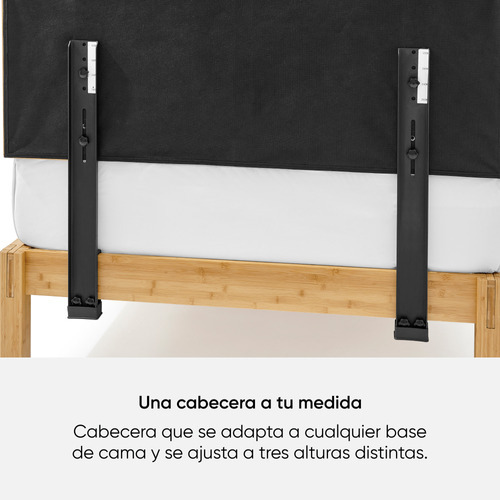 Base De Cama Y Cabecera Tapizada De Bambú, Luuna King Size Color Beige