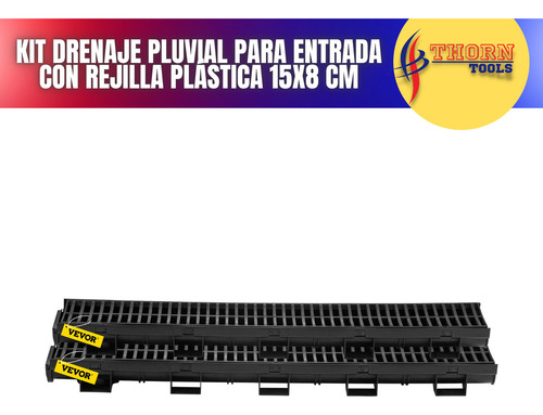 Canal De Drenaje 5,7x3,1x39in Con Rejilla Plástica Hb