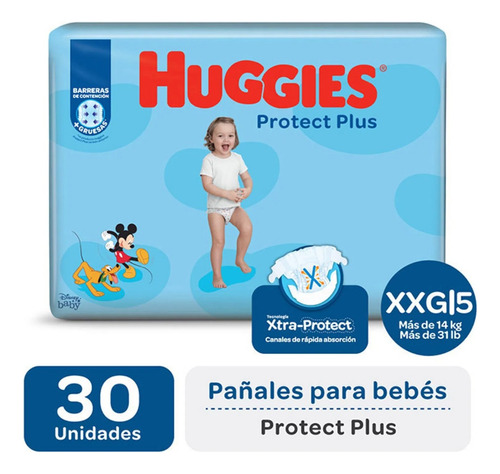 Huggies Pañales Protect Plus Xxg 30 Unidades Tamaño Extra extra grande (XXG)