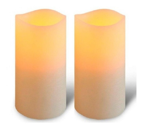 Imagem 1 de 5 de Kit 2 Peças Vela Decorativa De Cera Luz Led Pilha Inclusa