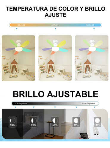Ventilador De Techo Con Luz Lampara De Ventilador E27 30w