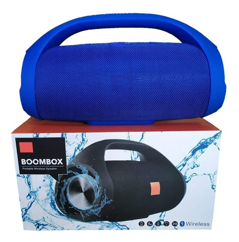 Caixa De Som Grande Boombox 35cm Bluetooth Portátil Cor Azul