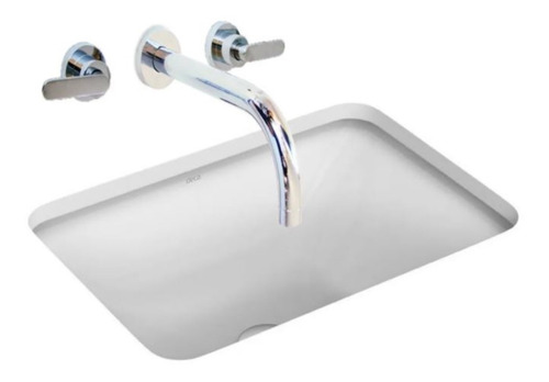 Imagen 6 de 10 de Bacha Deca L375 Loza Mesada Rectangular Bajomesada Embutir