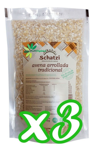 Avena Arrollada Orgánica 300g Schatzi X 3 Uni