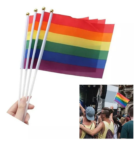 10 Unids Banderines Pride Orgullo Gay Lgbt Bandera Arcoiris