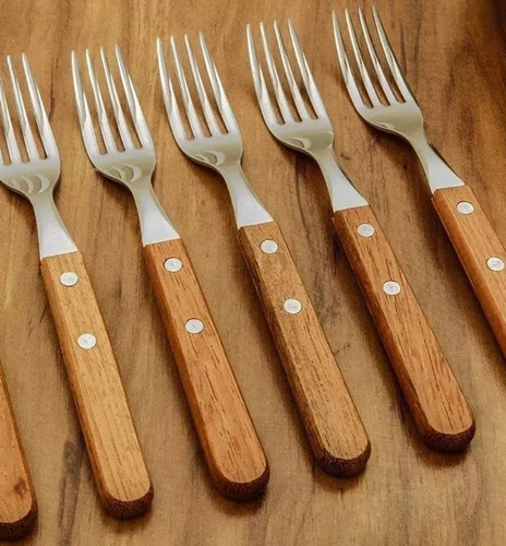 4 Tenedor De Mesa Asado Tramontina Dynamic Mango Madera