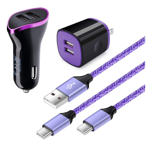 Juego De Cargador Usb C, 2 Paquetes De Cable De Carga Tipo C