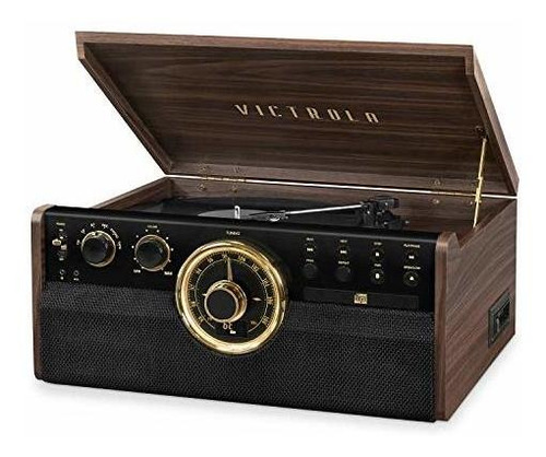 Victrola 6-en-1 Bluetooth De Madera, Grabadora De Discos De