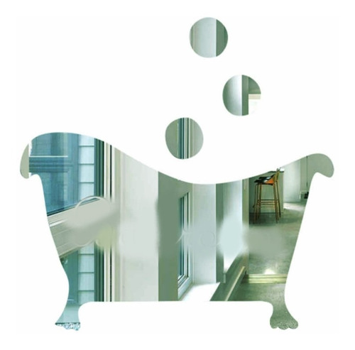 Espelho Decorativo Banheiro Formato Banheira 30cm Com Bolhas